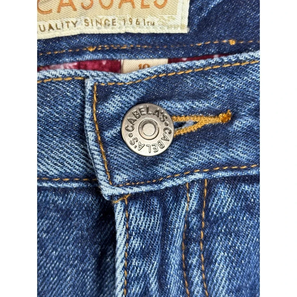 Cabelas Flannel Lined Jeans Womens 10 Reg Blue Cotton Fleece Winter Denim Boho